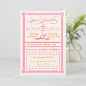 Pink & Orange Poster Style Wedding Invitation (Debout devant)