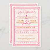 Pink & Orange Poster Style Wedding Invitation (Devant / Derrière)