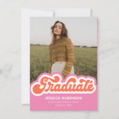 Pink Orange Retro Faire-part photo (Devant)