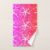 Pink Orange Sparkle Glittery Starfish Patterns Bad Handdoek (Handdoek)