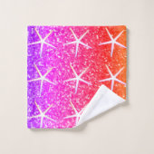 Pink Orange Sparkle Glittery Starfish Patterns Bad Handdoek (Wasdoekje)