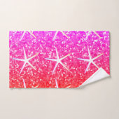 Pink Orange Sparkle Glittery Starfish Patterns Bad Handdoek (Handdoek)