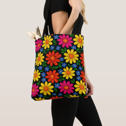 Pink, Orange, Yellow & Blue Floral Tote Bag (Dichtbij)