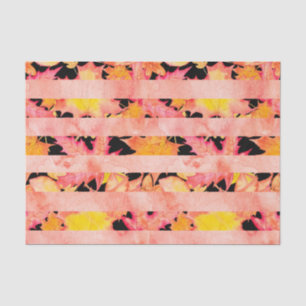 PINK ORANJE GEEL AUTUMN HERFST STRIPES LEAVES TISSUEPAPIER