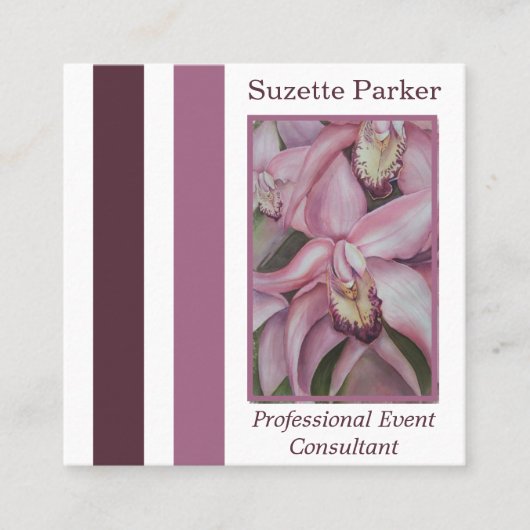 Pink Orchid Event Planner Vierkante Visitekaartje (Voorkant)
