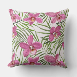 pink orchid floral pattern kussen