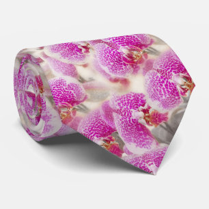 Pink Orchid Floral Pattern Stropdas