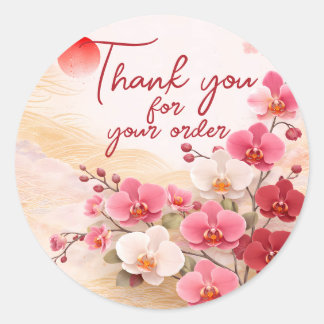 Pink orchid Thank You For your order Ronde Sticker