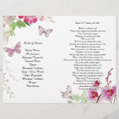 Pink Orchids Butterfly Funeral Programme Flyer (Achterkant)