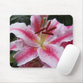 Pink Oriental Lily Floral Muismat (Met muis)