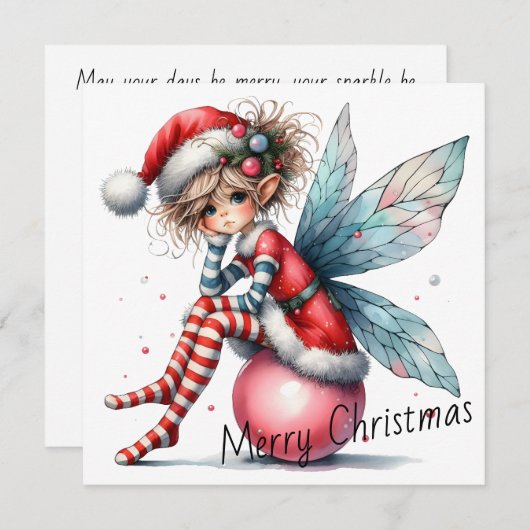 Pink Ornament Fairy – Holiday Card (Voorkant / Achterkant)