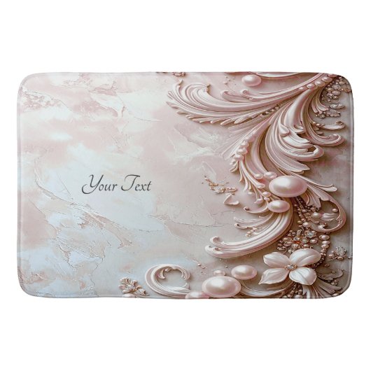 Pink Ornate Pearl and Floral Bath Mat (Voorkant)