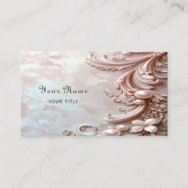 Pink Ornate Pearl and Floral Business Card Visitekaartje
