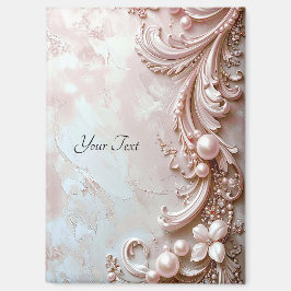 Pink Ornate Pearl and Floral Magnet Magneet