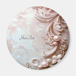 Pink Ornate Pearl and Floral Magnet Magneet