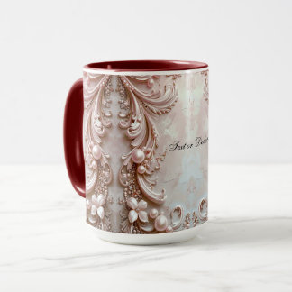 Pink Ornate Pearl and Floral Mug Mok