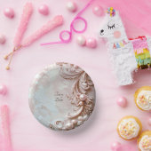 Pink Ornate Pearl and Floral Papieren Kommen (Feest)