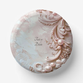 Pink Ornate Pearl and Floral Papieren Kommen