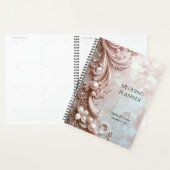Pink Ornate Pearl and Floral Planner (Devant avec enveloppe)