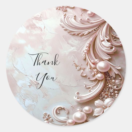 Pink Ornate Pearl and Floral Sticker (Devant)