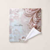 Pink Ornate Pearl and Floral Towel Set (Gant de toilette)