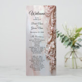 Pink Ornate Pearl and Floral Wedding Program Programma (Staand voorkant)