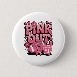 Pink Out Borstkanker Voetbal Ondersteuning Ronde Button 5,7 Cm