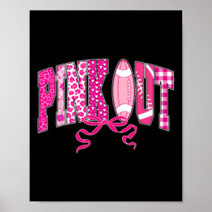 Pink Out Voetbal Bow Preppy Borstkanker Bewustzijn Poster