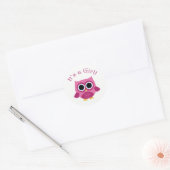 Pink Owl Baby shower Stickers - Het is een meisje! (Envelop)