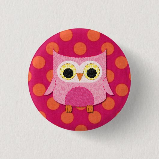 Pink Owl Button Pin (Voorkant)