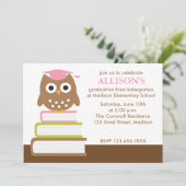 Pink Owl Girls Afstuderen Kaart (Staand voorkant)