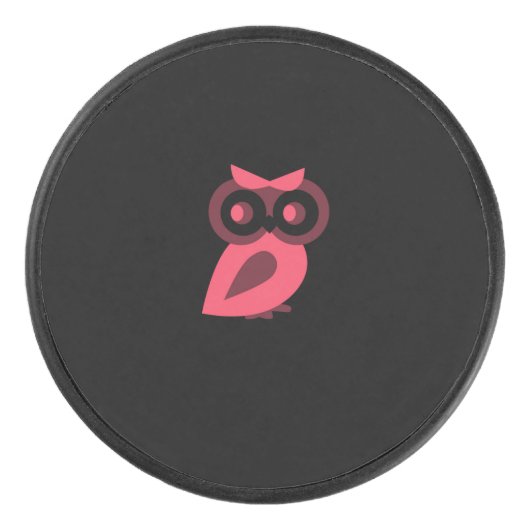 Pink Owl Hockey Puck (Voorkant)