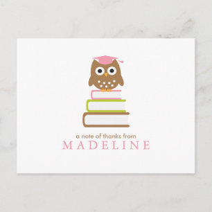 Pink Owl Kindergarten Afstuderen Bedankt Briefkaart