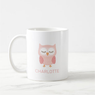 'Pink Owl', schattige & grillige aangepaste meisje Koffiemok