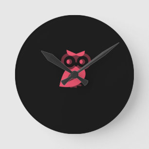 Pink Owl Wall Clock Ronde Klok