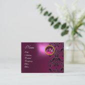 PINK PAARS AMETHYST DAMASKMONOGRAM, fuchsia Visitekaartje (Staand voorkant)
