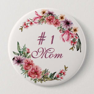 Pink Paars en Geel Waterverf Bloemstuk #1 Moeder Ronde Button 4,0 Cm