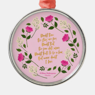 Pink Paars Floral William Shakespeare Metalen Ornament