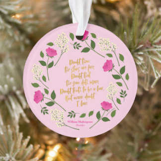 Pink Paars Floral William Shakespeare Ornament