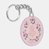 Pink Paars Floral William Shakespeare Sleutelhanger (Voorkant Links)