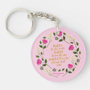Pink Paars Floral William Shakespeare Sleutelhanger