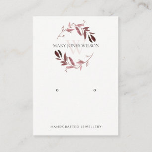 PINK PAARS FOLIAGE MONOGRAM EARRING DISPLAY LOGO VISITEKAARTJE