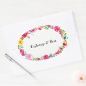 Pink Paars Greenery Spring Flowers Floral Modern Ovale Sticker (Envelop)