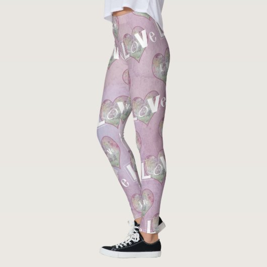 Pink Paars Heart Typografie Valentine Day Legging (Links)
