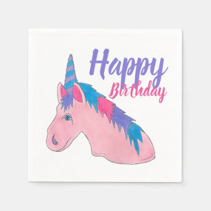Pink Paars Magical Horse Unicorn Birthday Party Servet