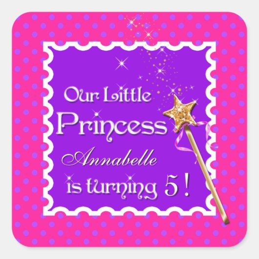Pink Paars Polka Dot Princess Party Sticker (Voorkant)