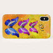 PINK PAARSE BLAUWE BUTTERFLIES IN GOUD GEEL Case-Mate iPhone CASE (Achterkant (horizontaal))
