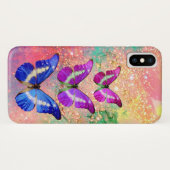 PINK PAARSE BLAUWE BUTTERFLIES IN GOUDEN SPARKLES Case-Mate iPhone CASE (Achterkant (horizontaal))