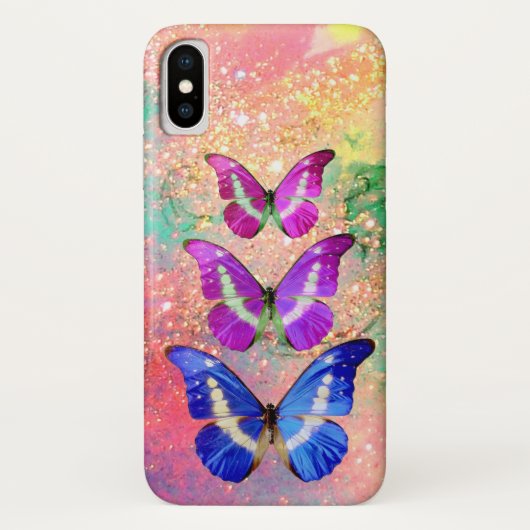 PINK PAARSE BLAUWE BUTTERFLIES IN GOUDEN SPARKLES Case-Mate iPhone CASE (Achterkant)