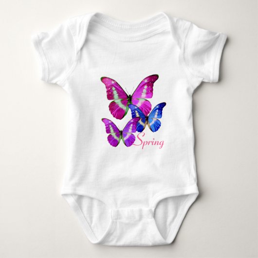 PINK PAARSE BLUE-SPRINGBUTTERFLIES ROMPER (Voorkant)